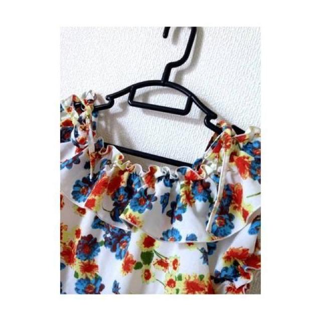 ソリデル◆花柄オフショルダー デニムスカート ワンピース L < 女性ファッション  ソリデル◆花柄オフショルダー デニムスカート ワンピース L < 女性ファッションの