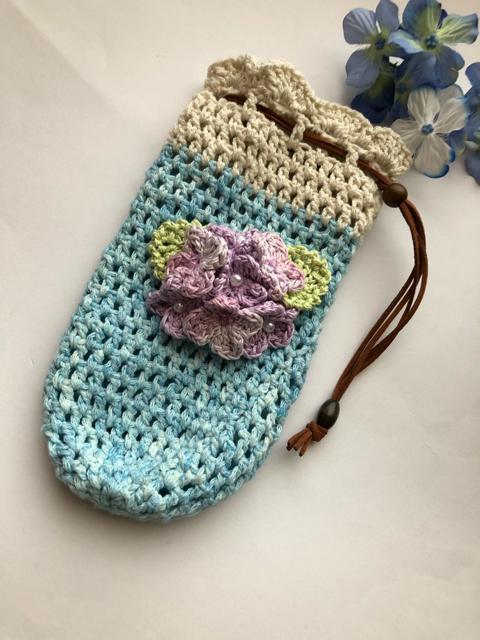 ハンドメイド ペットボトルカバー 紫陽花♪ コットン 500mL < 女性ファッション  ハンドメイド ペットボトルカバー 紫陽花♪ コットン 500mL < 女性ファッションの