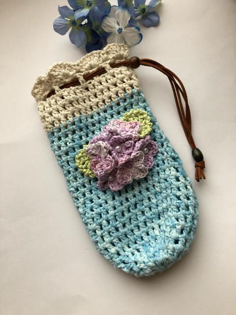 ハンドメイド ペットボトルカバー 紫陽花♪ コットン 500mL < 女性ファッション  ハンドメイド ペットボトルカバー 紫陽花♪ コットン 500mL < 女性ファッションの