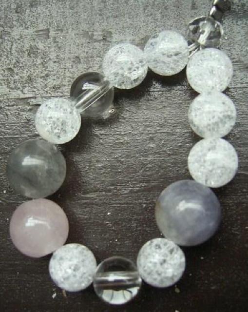 ローズクォーツxアイオライトxクラック水晶ストラップ < 家電/AV  ローズクォーツxアイオライトxクラック水晶ストラップ  < 家電/AVの