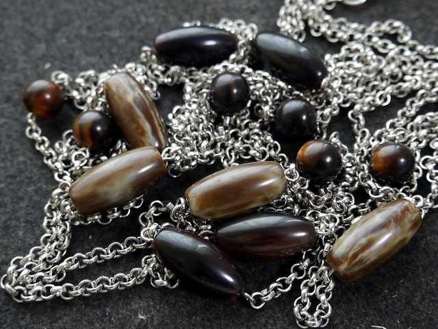 新品 アンティーク調飴色ストーン2連ロングネックレス < 女性アクセサリー/時計  新品 アンティーク調飴色ストーン2連ロングネックレス  < 女性アクセサリー/時計の