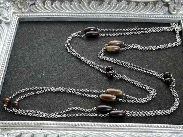 新品 アンティーク調飴色ストーン2連ロングネックレス < 女性アクセサリー/時計  新品 アンティーク調飴色ストーン2連ロングネックレス < 女性アクセサリー/時計の