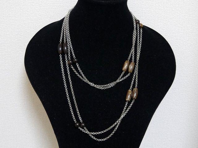 新品 アンティーク調飴色ストーン2連ロングネックレス < 女性アクセサリー/時計  新品 アンティーク調飴色ストーン2連ロングネックレス < 女性アクセサリー/時計の