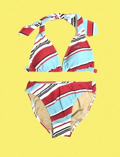 水着上下スカート付ビキニ〓icB〓レトロマルチストライプ(M)美品〓 < 女性ファッション 水着上下スカート付ビキニ〓icB〓レトロマルチストライプ(M)美品〓 < 女性ファッションの