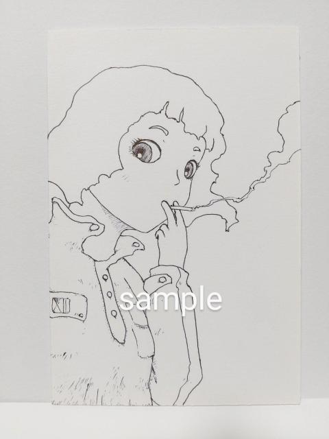 オリジナルイラスト 手描きイラスト 女の子 タバコ ハンドメイド インテリア 絵 モノクロ 白黒 原画 アナログ アート 自作 < アニメ/コミック/キャラクター  オリジナルイラスト 手描きイラスト 女の子 タバコ ハンドメイド インテリア 絵 モノクロ 白黒 原画 アナログ アート 自作  < アニメ/コミック/キャラクターの