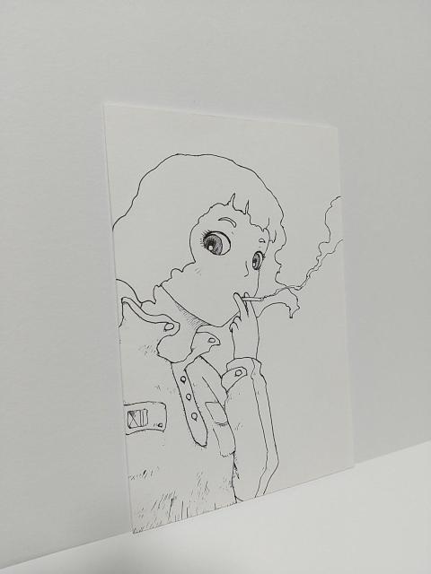 オリジナルイラスト 手描きイラスト 女の子 タバコ ハンドメイド インテリア 絵 モノクロ 白黒 原画 アナログ アート 自作 < アニメ/コミック/キャラクター  オリジナルイラスト 手描きイラスト 女の子 タバコ ハンドメイド インテリア 絵 モノクロ 白黒 原画 アナログ アート 自作 < アニメ/コミック/キャラクターの