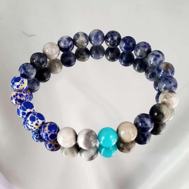 込み★1★天然石★地球イメージ★ストーンブレスレット★男女兼用★ < 女性アクセサリー/時計 込み★1★天然石★地球イメージ★ストーンブレスレット★男女兼用★ < 女性アクセサリー/時計の