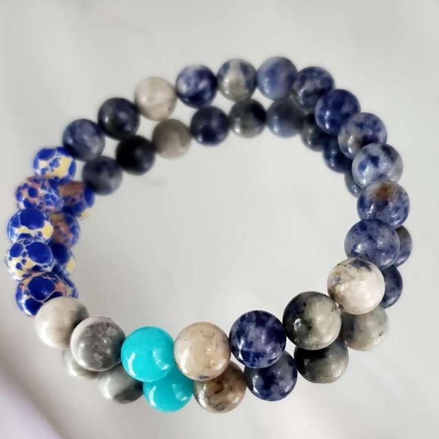 込み★1★天然石★地球イメージ★ストーンブレスレット★男女兼用★ < 女性アクセサリー/時計 込み★1★天然石★地球イメージ★ストーンブレスレット★男女兼用★ < 女性アクセサリー/時計の