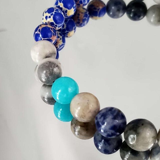 込み★1★天然石★地球イメージ★ストーンブレスレット★男女兼用★ < 女性アクセサリー/時計 込み★1★天然石★地球イメージ★ストーンブレスレット★男女兼用★ < 女性アクセサリー/時計の