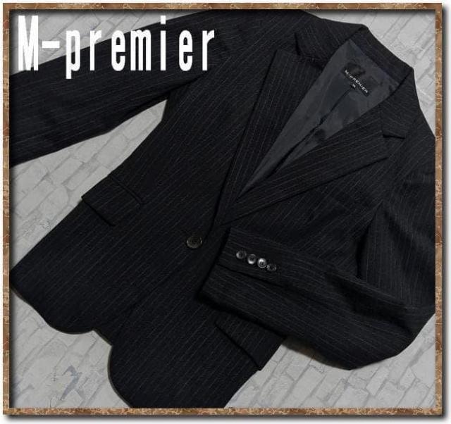 エムプルミエ ストライプ1釦ジャケット チャコールグレー < ブランド エムプルミエ ストライプ1釦ジャケット チャコールグレー < ブランドの