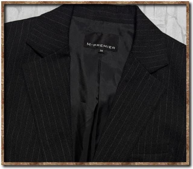 エムプルミエ ストライプ1釦ジャケット チャコールグレー < ブランド エムプルミエ ストライプ1釦ジャケット チャコールグレー < ブランドの