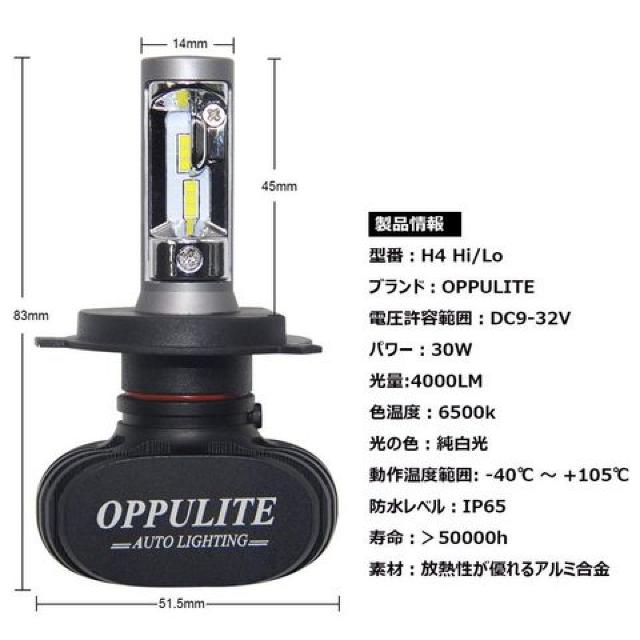 H4 LED ヘッドライトホワイト 6500K 4000LM 30W Hi/Lo < 自動車/バイク H4 LED ヘッドライトホワイト 6500K 4000LM 30W Hi/Lo < 自動車/バイク