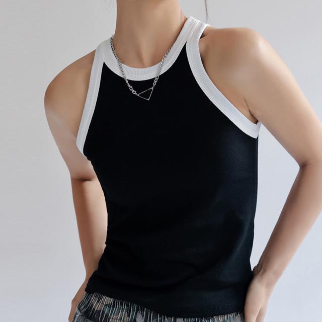 送料無料 新品 タンクトップ ロング丈 配色 ストリート < 女性ファッション  送料無料 新品 タンクトップ ロング丈 配色 ストリート < 女性ファッションの