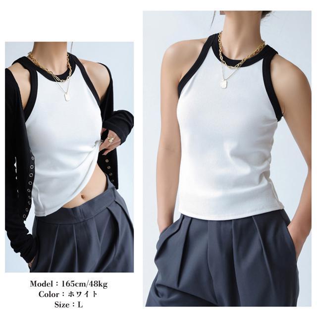 送料無料 新品 タンクトップ ロング丈 配色 ストリート < 女性ファッション  送料無料 新品 タンクトップ ロング丈 配色 ストリート < 女性ファッションの