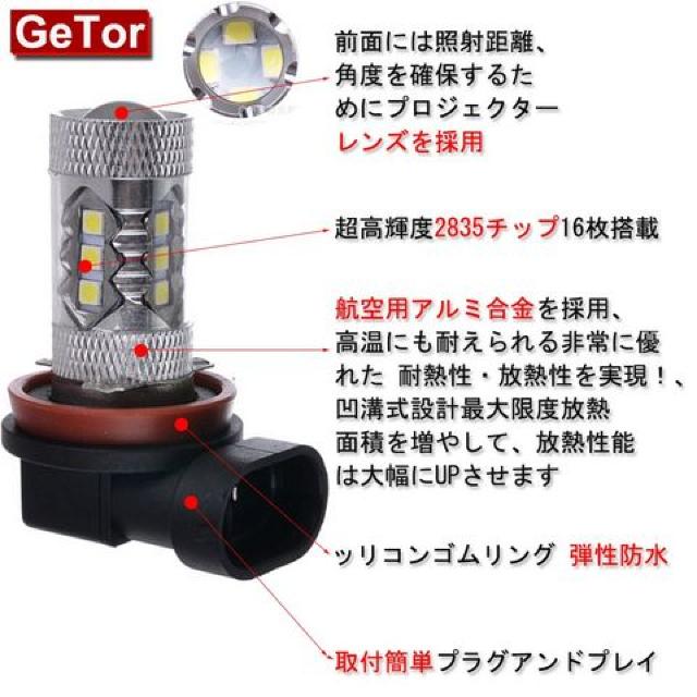 H8/H11/H16 80W LED フォグランプ DC 12V/24V 高輝度ホワイト < 自動車/バイク H8/H11/H16 80W LED フォグランプ DC 12V/24V 高輝度ホワイト < 自動車/バイク