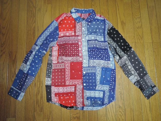 SOPHNET. ソフネット バンダナ柄シャツ M 赤青黒灰 パッチワーク ペイズリー BANDANA REGULAR SHIRT < ブランド  SOPHNET. ソフネット バンダナ柄シャツ M 赤青黒灰 パッチワーク ペイズリー BANDANA REGULAR SHIRT  < ブランドの