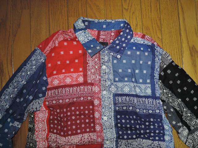 SOPHNET. ソフネット バンダナ柄シャツ M 赤青黒灰 パッチワーク ペイズリー BANDANA REGULAR SHIRT < ブランド  SOPHNET. ソフネット バンダナ柄シャツ M 赤青黒灰 パッチワーク ペイズリー BANDANA REGULAR SHIRT < ブランドの