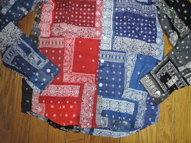 SOPHNET. ソフネット バンダナ柄シャツ M 赤青黒灰 パッチワーク ペイズリー BANDANA REGULAR SHIRT < ブランド  SOPHNET. ソフネット バンダナ柄シャツ M 赤青黒灰 パッチワーク ペイズリー BANDANA REGULAR SHIRT < ブランドの