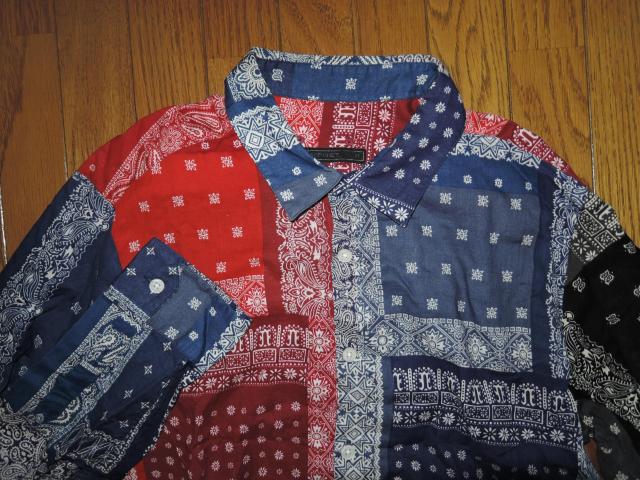 SOPHNET. ソフネット バンダナ柄シャツ M 赤青黒灰 パッチワーク ペイズリー BANDANA REGULAR SHIRT < ブランド  SOPHNET. ソフネット バンダナ柄シャツ M 赤青黒灰 パッチワーク ペイズリー BANDANA REGULAR SHIRT < ブランドの