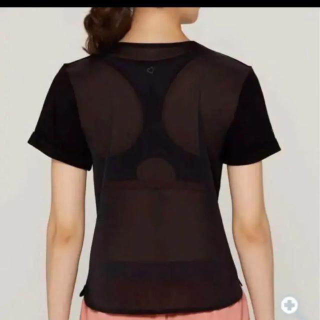 新品 背中透け 黒半袖 Tシャツ アモアクティブM < 女性ファッション  新品 背中透け 黒半袖 Tシャツ アモアクティブM < 女性ファッションの