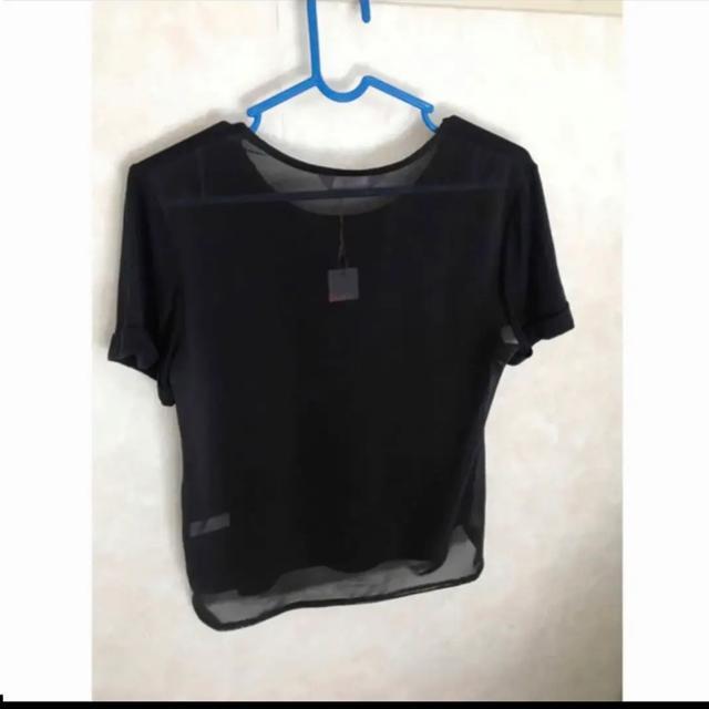 新品 背中透け 黒半袖 Tシャツ アモアクティブM < 女性ファッション  新品 背中透け 黒半袖 Tシャツ アモアクティブM < 女性ファッションの