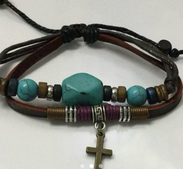 レザーブレスレット ターコイズ 商品管理番号Rb-02 < 男性アクセサリー/時計  レザーブレスレット ターコイズ 商品管理番号Rb-02  < 男性アクセサリー/時計の