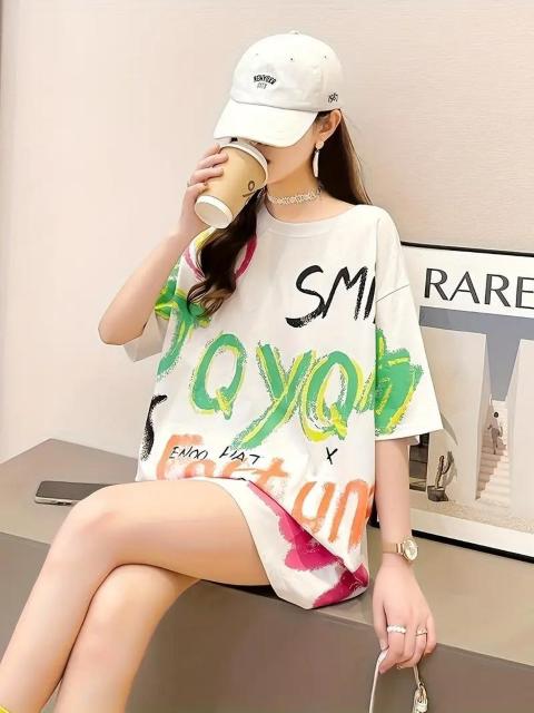 超お買い得1190円★レディース プラスサイズ ルーズフィット キャラクターグラフィックプリントTシャツ 黒フリー < 女性ファッション  超お買い得1190円★レディース プラスサイズ ルーズフィット キャラクターグラフィックプリントTシャツ 黒フリー < 女性ファッションの