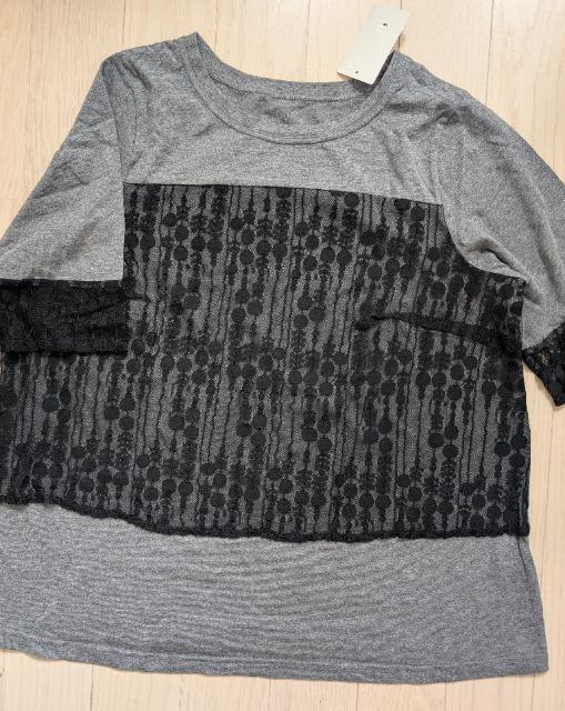3L★レースバイカラー5分袖Tシャツ★大きいサイズ★新品★送料無料 < 女性ファッション  3L★レースバイカラー5分袖Tシャツ★大きいサイズ★新品★送料無料 < 女性ファッションの