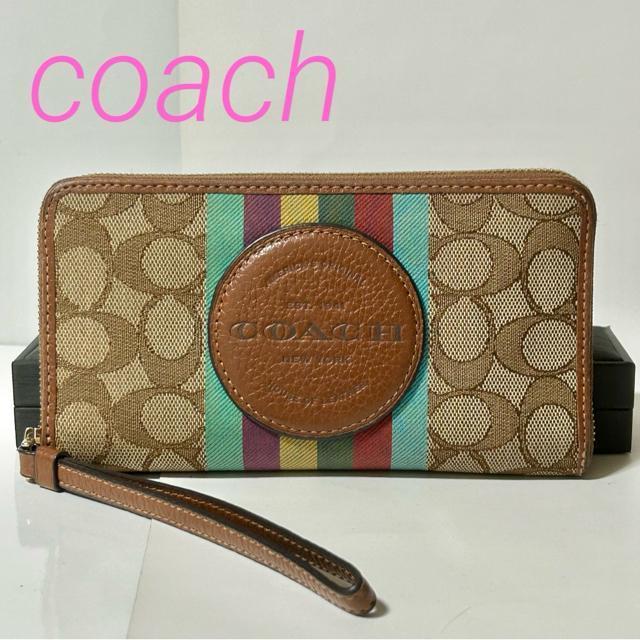 COACH �R�[�` �f���v�V�[ ���E���h�t�@�X�i�[�����z CC890 �L�����o�X �X�g���C�v ���U�[ �x�[�W�� �u���E��  �� �u�����h�� 