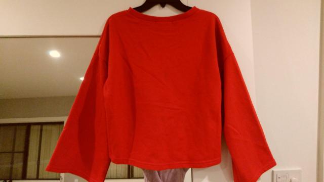 赤カットソートレーナーブルー花刺繍フリーサイズМ < 女性ファッション  赤カットソートレーナーブルー花刺繍フリーサイズМ < 女性ファッションの