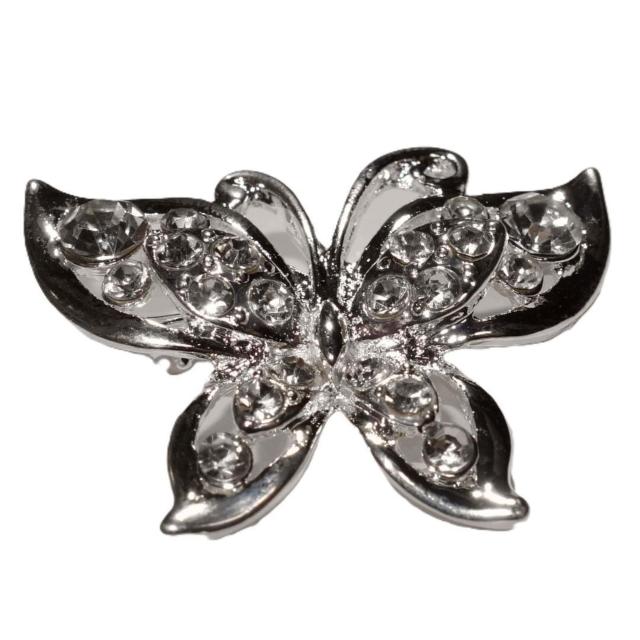蝶 蝶々 銀色 ラインストーン ピンブローチ ブローチ ピンバッジ バッジ ラペルピン I < 女性アクセサリー/時計  蝶 蝶々 銀色 ラインストーン ピンブローチ ブローチ ピンバッジ バッジ ラペルピン I < 女性アクセサリー/時計の