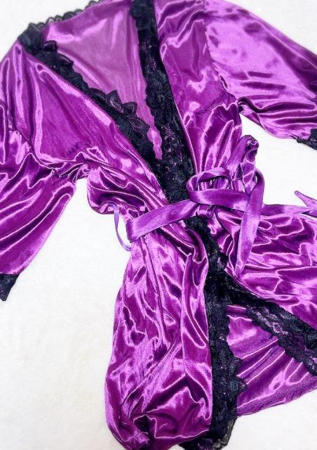 *光沢//上のみ//濃パープル//腰紐付* < 女性ファッション *光沢//上のみ//濃パープル//腰紐付* < 女性ファッションの
