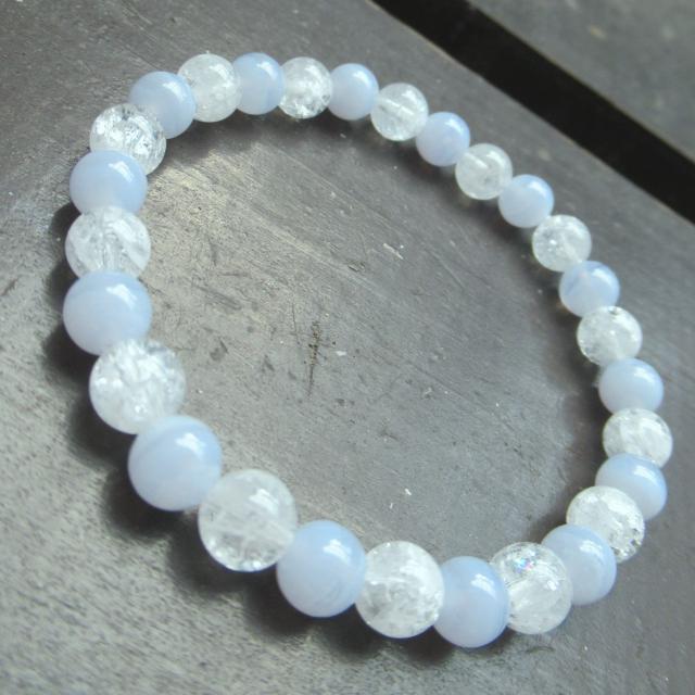 ブルーレースxクラック水晶ブレスレット 天然石 < 女性アクセサリー/時計 ブルーレースxクラック水晶ブレスレット 天然石 < 女性アクセサリー/時計の