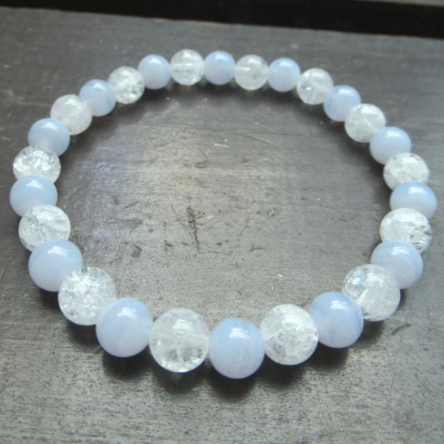 ブルーレースxクラック水晶ブレスレット 天然石 < 女性アクセサリー/時計 ブルーレースxクラック水晶ブレスレット 天然石 < 女性アクセサリー/時計の