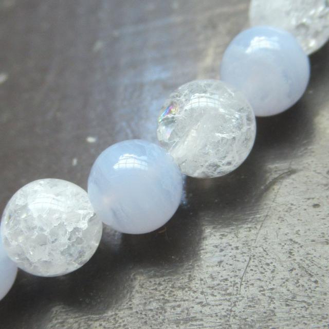 ブルーレースxクラック水晶ブレスレット 天然石 < 女性アクセサリー/時計 ブルーレースxクラック水晶ブレスレット 天然石 < 女性アクセサリー/時計の