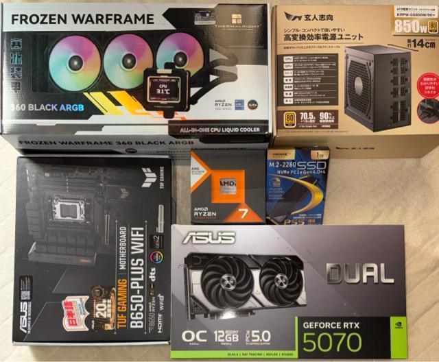 �y�������ȊO�V�i�z�Q�[�~���OPC Ryzen7 7800X3D RTX5070 SSD1TB ������32GB 850W �� PC�{��/���Ӌ@��� 
