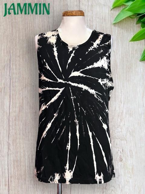 タイダイタンクトップ 黒 アジアン ヒッピー サイケ アジアン タンクトップ < 男性ファッション タイダイタンクトップ 黒 アジアン ヒッピー サイケ アジアン タンクトップ < 男性ファッションの