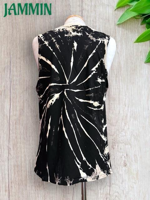 タイダイタンクトップ 黒 アジアン ヒッピー サイケ アジアン タンクトップ < 男性ファッション タイダイタンクトップ 黒 アジアン ヒッピー サイケ アジアン タンクトップ < 男性ファッションの