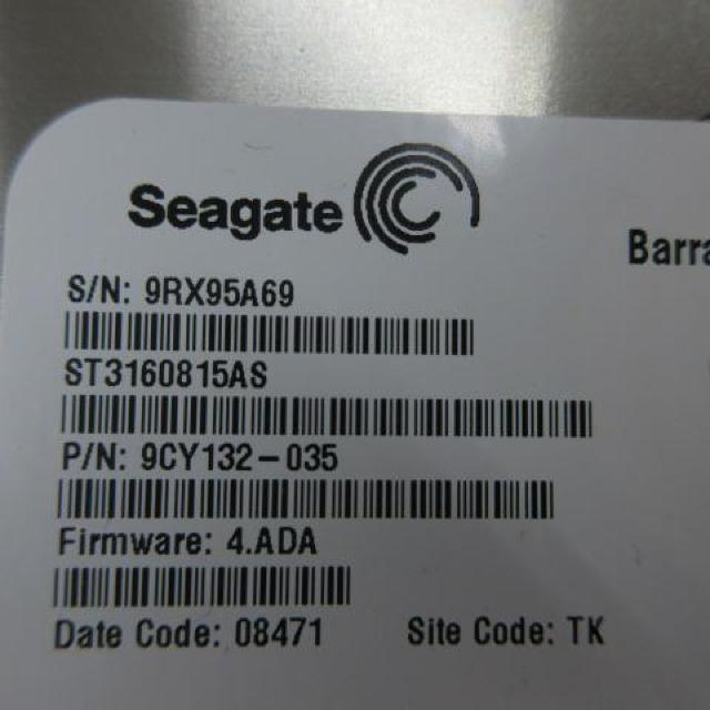 Seagate HDD S/N 9RX95A69 SRIAL ATA 160GB < PC本体/周辺機器  Seagate HDD S/N 9RX95A69 SRIAL ATA 160GB < PC本体/周辺機器の