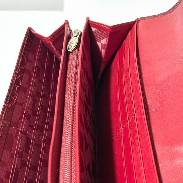美品 FURLA フルラ クロコダイル型押しレザー 二つ折り 長財布 < ブランド  美品 FURLA フルラ クロコダイル型押しレザー 二つ折り 長財布 < ブランドの