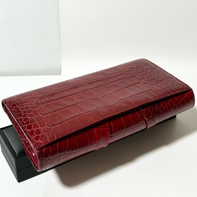 美品 FURLA フルラ クロコダイル型押しレザー 二つ折り 長財布 < ブランド  美品 FURLA フルラ クロコダイル型押しレザー 二つ折り 長財布 < ブランドの