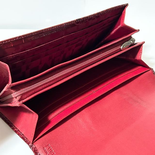 美品 FURLA フルラ クロコダイル型押しレザー 二つ折り 長財布 < ブランド  美品 FURLA フルラ クロコダイル型押しレザー 二つ折り 長財布 < ブランドの