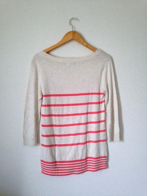 GAP ギャップ★アイボリー/ピンク ボーダー ニット カットソー M < ブランド GAP ギャップ★アイボリー/ピンク ボーダー ニット カットソー M < ブランドの