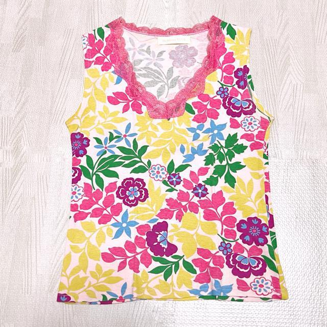 【美品】トロピカル柄タンクトップ/OLIVE des OLIVE/綿100% < 女性ファッション  【美品】トロピカル柄タンクトップ/OLIVE des OLIVE/綿100% < 女性ファッションの