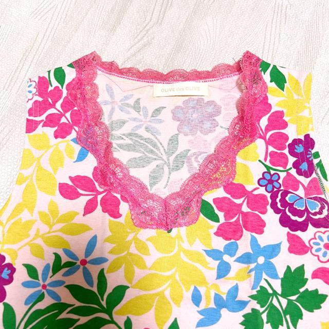 【美品】トロピカル柄タンクトップ/OLIVE des OLIVE/綿100% < 女性ファッション  【美品】トロピカル柄タンクトップ/OLIVE des OLIVE/綿100% < 女性ファッションの