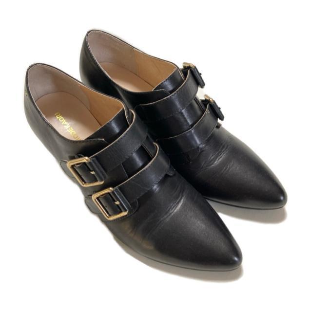 (24.5小)モードカオリ◎Wバックル本革ブーティー◎黒◎美品 < 女性ファッション (24.5小)モードカオリ◎Wバックル本革ブーティー◎黒◎美品 < 女性ファッションの