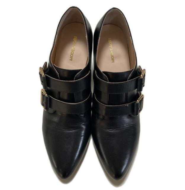 (24.5小)モードカオリ◎Wバックル本革ブーティー◎黒◎美品 < 女性ファッション (24.5小)モードカオリ◎Wバックル本革ブーティー◎黒◎美品 < 女性ファッションの