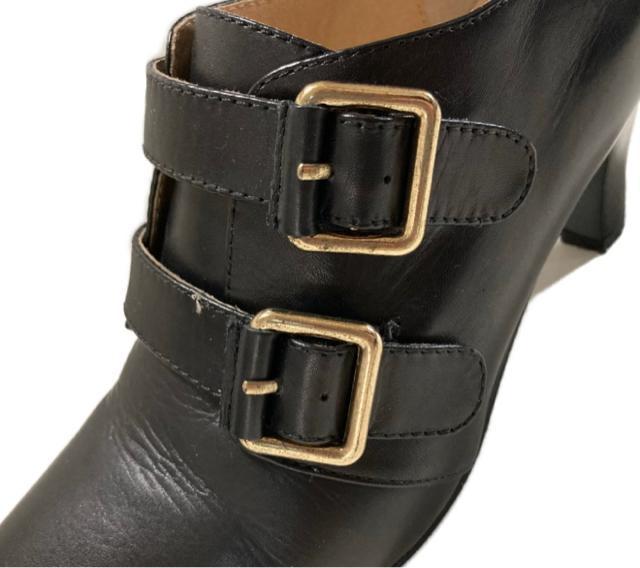 (24.5小)モードカオリ◎Wバックル本革ブーティー◎黒◎美品 < 女性ファッション (24.5小)モードカオリ◎Wバックル本革ブーティー◎黒◎美品 < 女性ファッションの