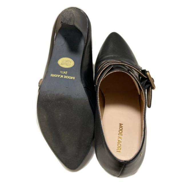 (24.5小)モードカオリ◎Wバックル本革ブーティー◎黒◎美品 < 女性ファッション (24.5小)モードカオリ◎Wバックル本革ブーティー◎黒◎美品 < 女性ファッションの