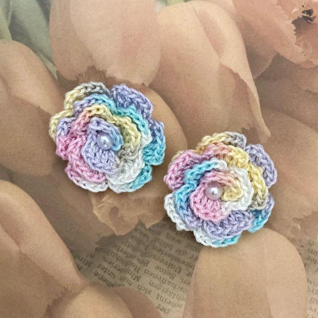 ハンドメイド♪レース編みお花のモチーフ2個セット < 女性ファッション  ハンドメイド♪レース編みお花のモチーフ2個セット  < 女性ファッションの